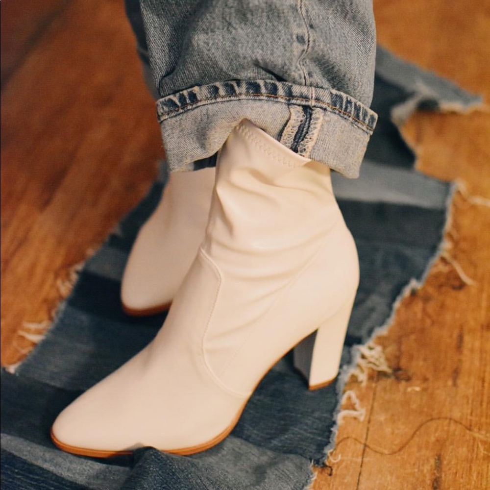 White Dolce Vita Heeled Booties